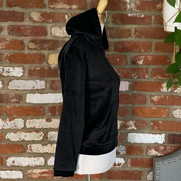 Zella Black Velour Zip Up Hoodie New Size Large - Picture 3 of 7